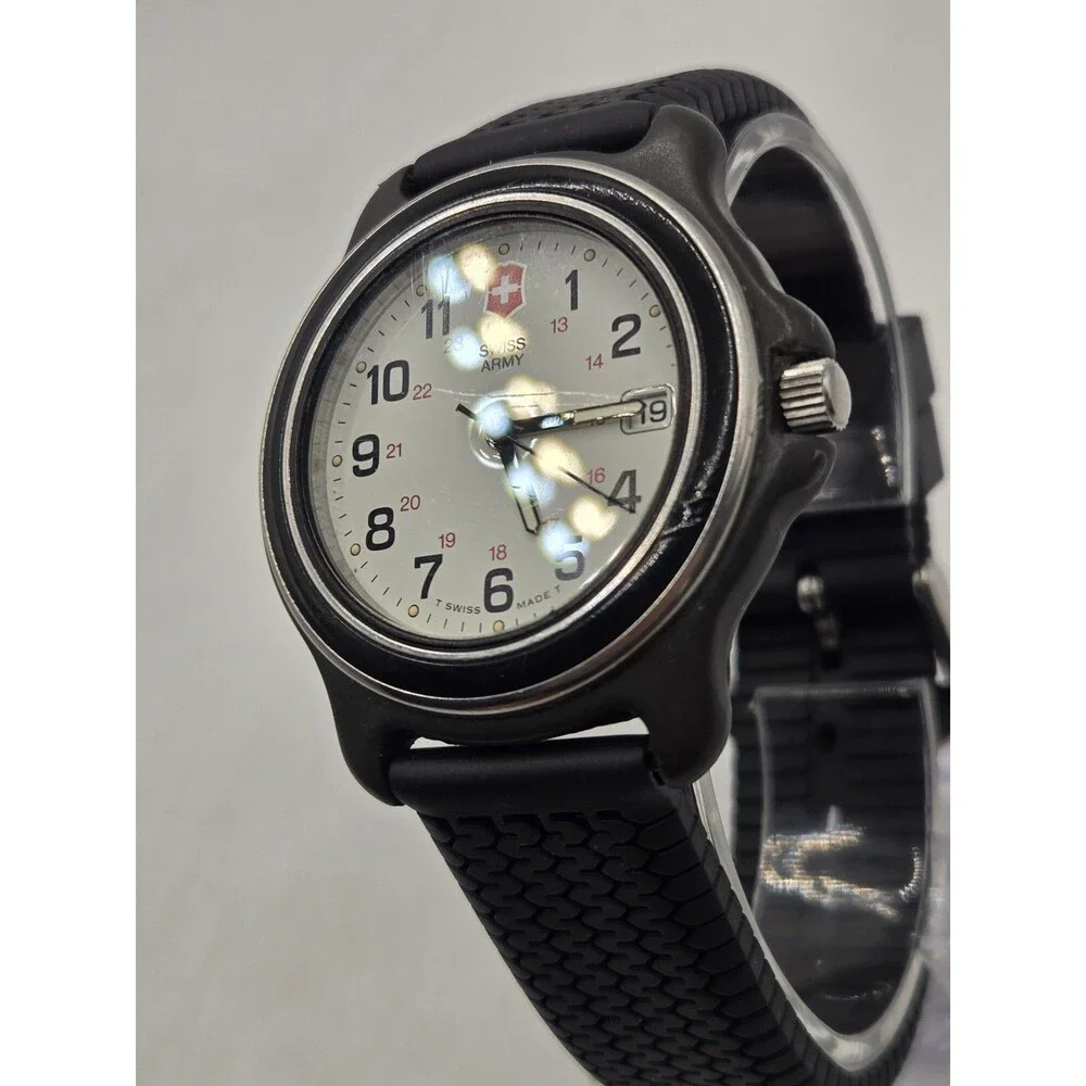 Victorinox Swiss Army Watch Men 39mm. Black Tone. New Rubber Strap. New Battery